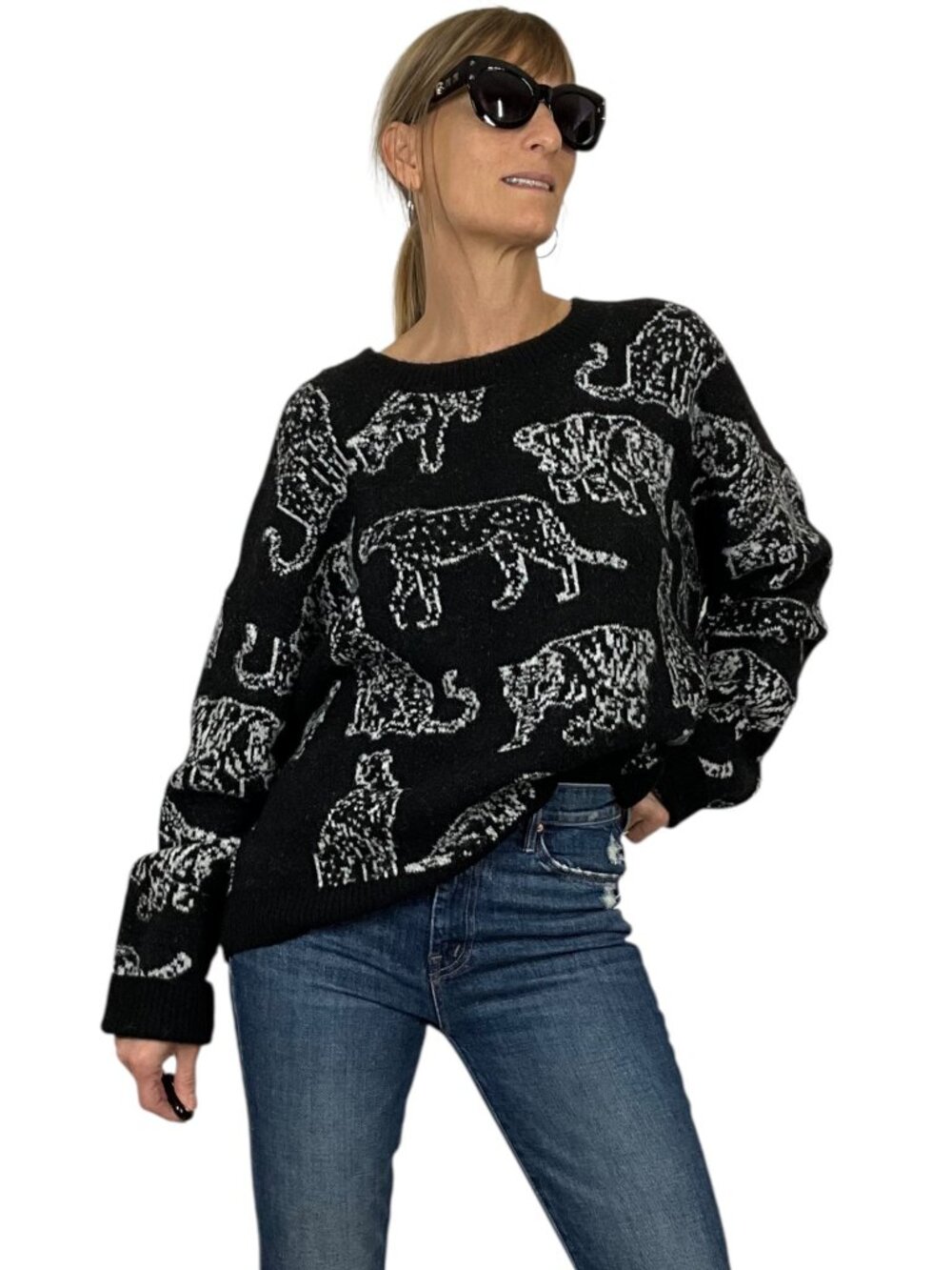 Rails Perci Charcoal Cats Sweater XL Black Wool Blend Crewneck NEW - Picture 16 of 16